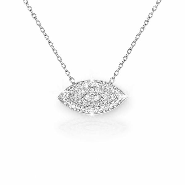 Say It With Full CZ Evil Eye Necklace - Silver