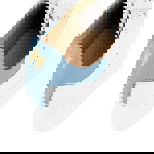 Embassy London Serena - White & Blue - Women’s Leather Trainer with Brogue Details