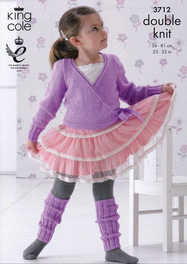 King Cole Pricewise Knitting Pattern 3712, Leg Warmers, Cardigans for Kids, 22 - 32 Inches - Easy