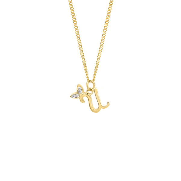 Say It With Dainty Winged Initial Charm Necklace - Sterling Silver
