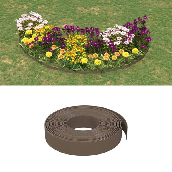 Berkfield Garden Edgings 5 pcs Brown 10 m 10 cm Polyethylene