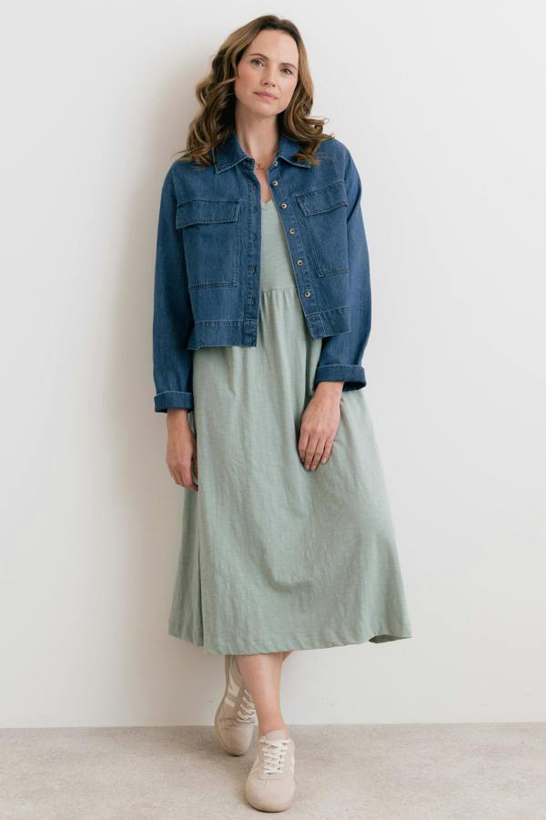Lily & Me Shine Organic Cotton Jersey Dress Silver Sage