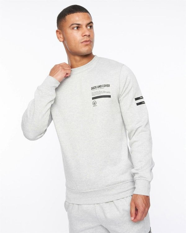 Duck and Cover Jennerkins Crew Sweat & Joggers Set Grey Marl