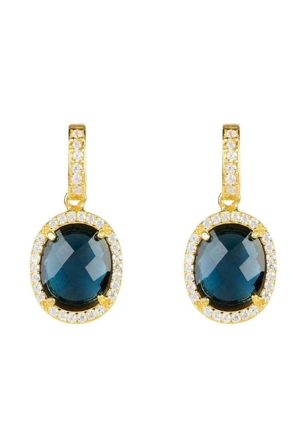 Beatrice Oval Gemstone Drop Earrings Gold Sapphire Hydro - LATELITA Earrings