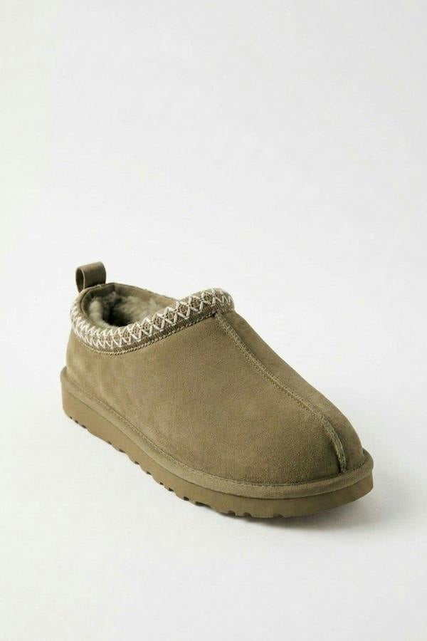 Odette Faux Suede Lined Slipper Mules - Khaki