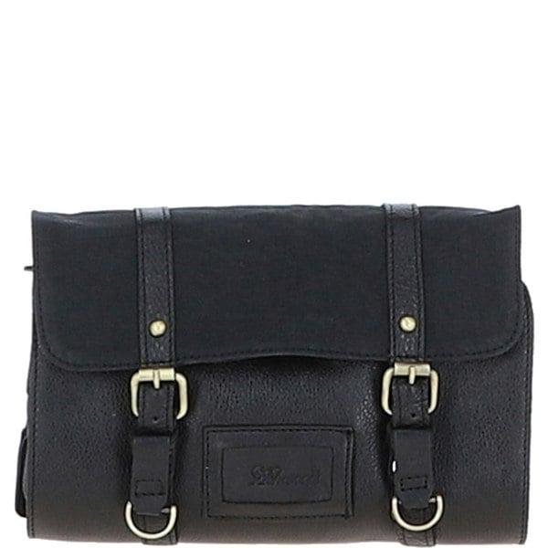 Mens Leather & Canvas Hanging Toiletry Bag: 7010