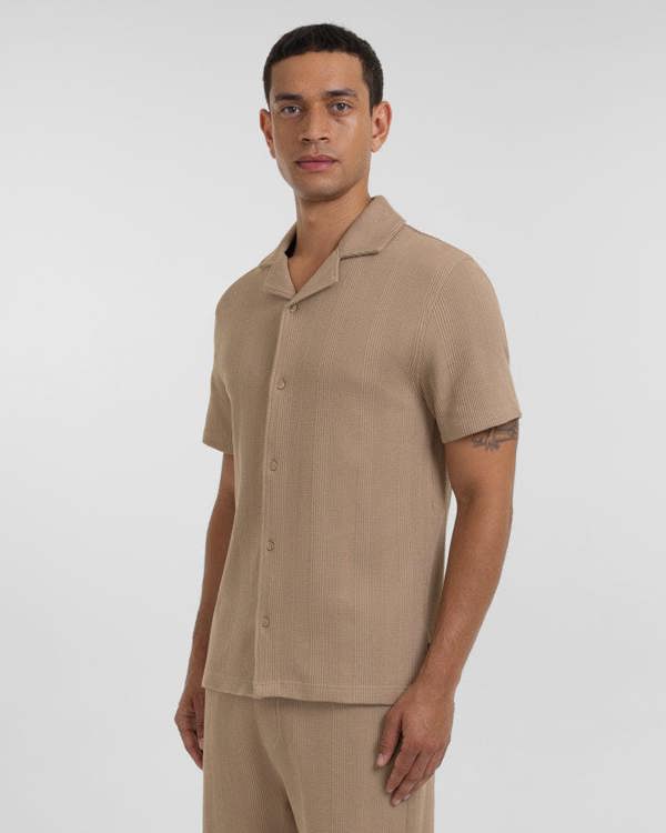 Steel & Jelly Charlton - Stripe Jacquard Waffle Short Sleeve Shirt