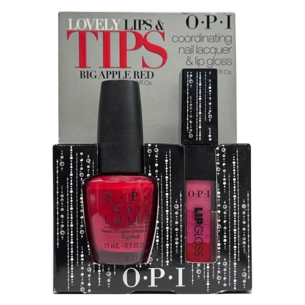 OPI Nail Polish Lacquer - Lovely Lips & Tips Gift Set - Big Apple Red!