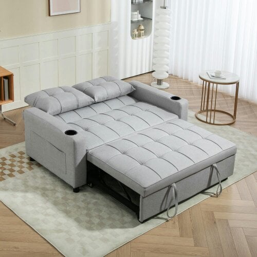 Wyld Haus Kahani Razi Light Grey Upholstered 2 Seater Pull Out Sofa Bed