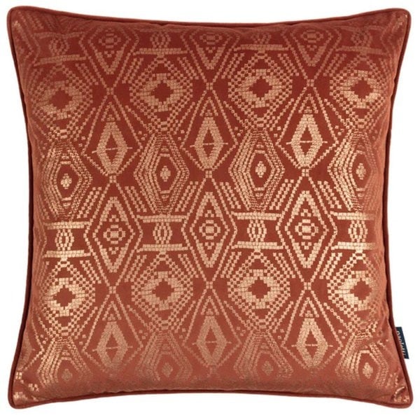 Paoletti Tayanna Velvet Metallic Cushion Cover - Brick Red