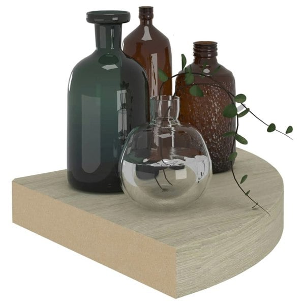 Berkfield Floating Corner Shelf Oak 25x25x3.8 cm MDF