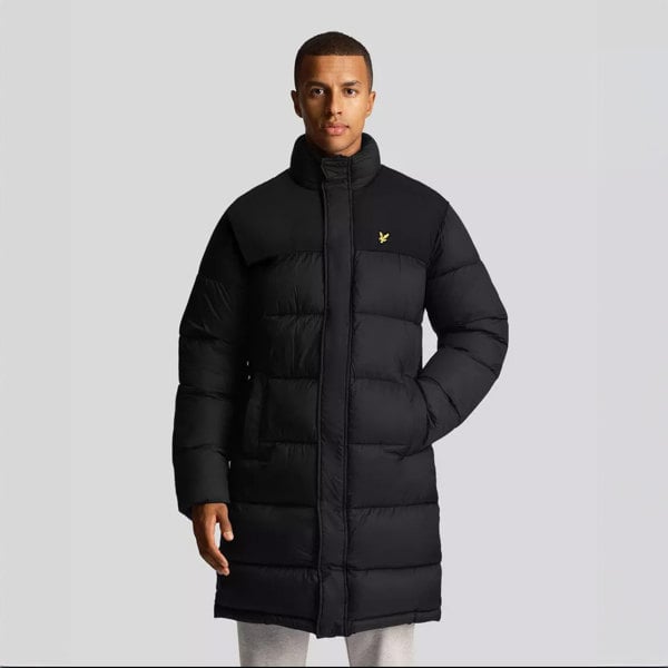 Lyle & Scott Longline Wadded Puffer Jacket Coat - Navy Blue