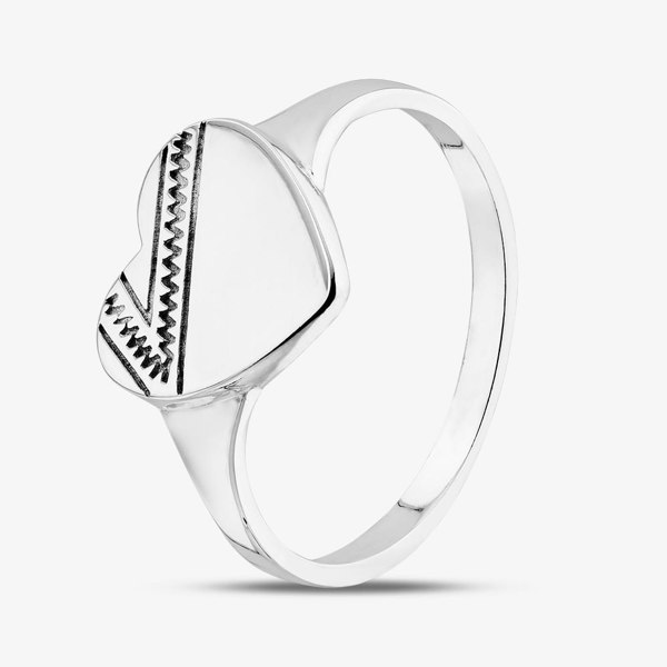 T. H. Baker Sterling Silver Patterned Heart Ring S2048