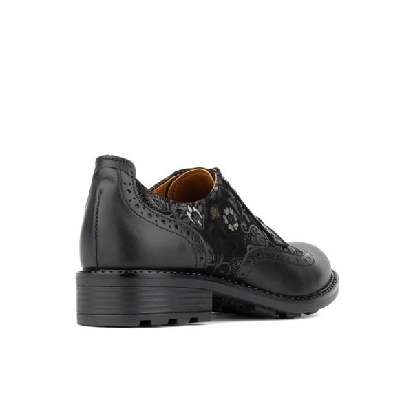 Embassy London DreamFiters - Black Emboss - Women's round toe leather derby shoe on durable rubber sole