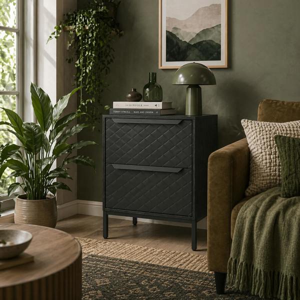 Wyld Haus Nomiba Metal Black 2 Fabric Drawer Storage Dresser