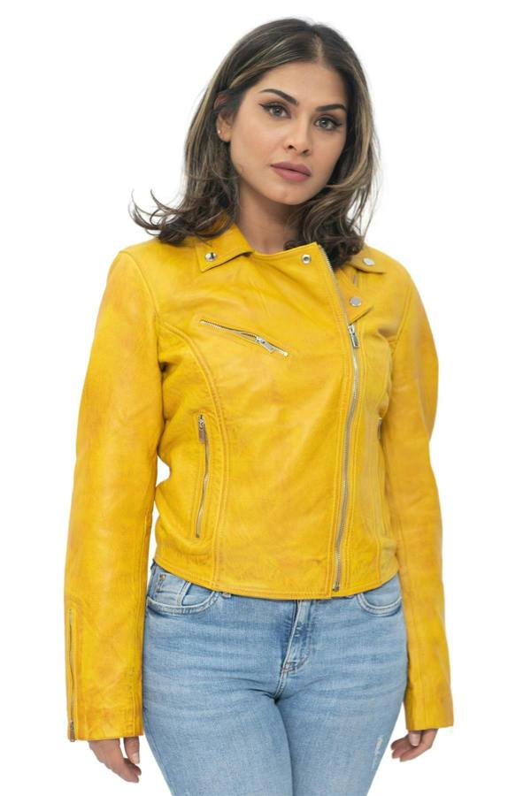 Infinity Leather Womens Leather Classic Biker Brando Jacket-Baku