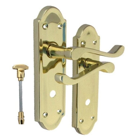 EDH Door Hardware Brass Door Handles - Askworth Internal Door Handles with Bathroom Sash Lock