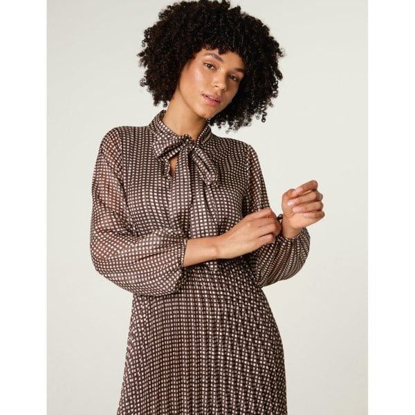 Blue Vanilla Pussybow Pleated Dress