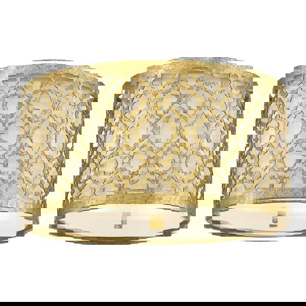 2 Bulb Flush Light Low Ceiling Distressed Gold LED E27 75W Bulb Loops