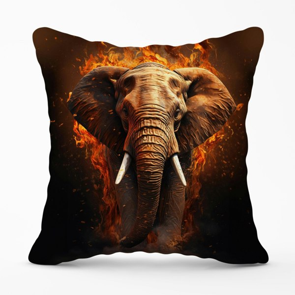 Warren Reed Splashart Elephant and fire Cushions