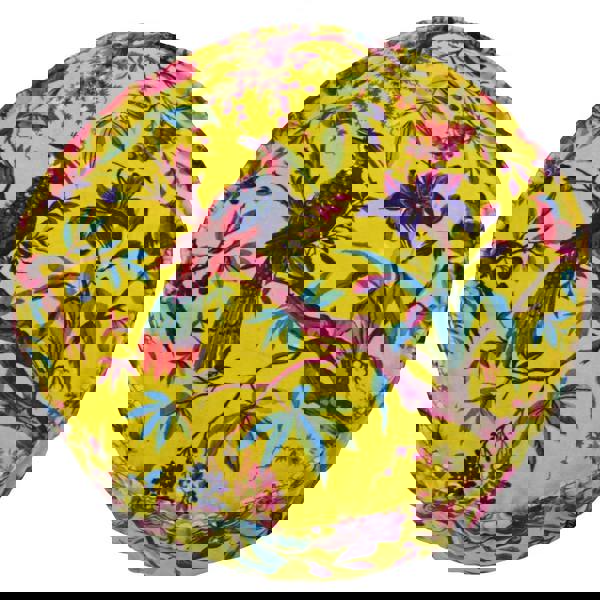 Riva Home Birds Of Paradise Floral Pattern Round Cushion Cover - Yellow/Multicoloured