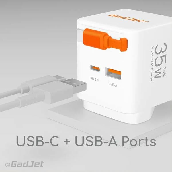 GadJet GaN 2-Port Retractable Power Adapter