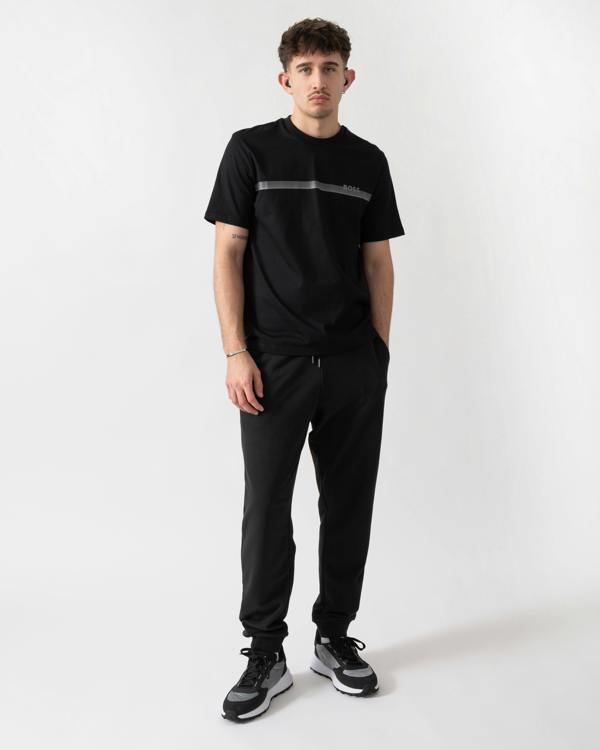 full length shot of a model wearing a BOSS Orange Authentic Mens Loungewear T-Shirt in Black 004
