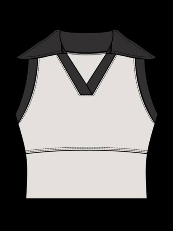 Tavi Contrast Polo Women's Tank Top - Coconut Ebony