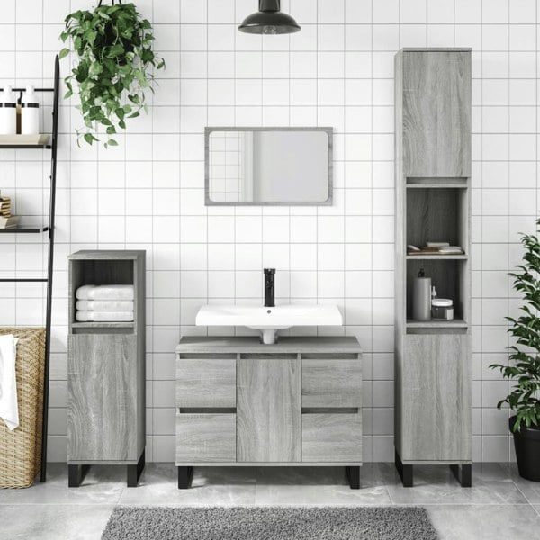 Berkfield Bathroom Cabinet Grey Sonoma 80x33x60 cm Engineered Wood