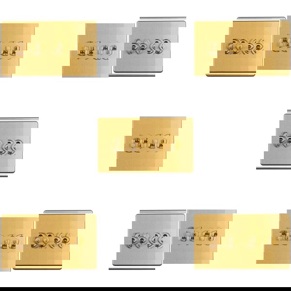 5 PACK 4 Gang Quad Retro Toggle Light Switch SCREWLESS SATIN BRASS 10A 2 Way