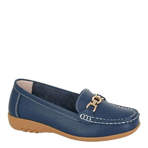 Boulevard L 646 X Wide Saddle Loafer Shoes - Navy Blue