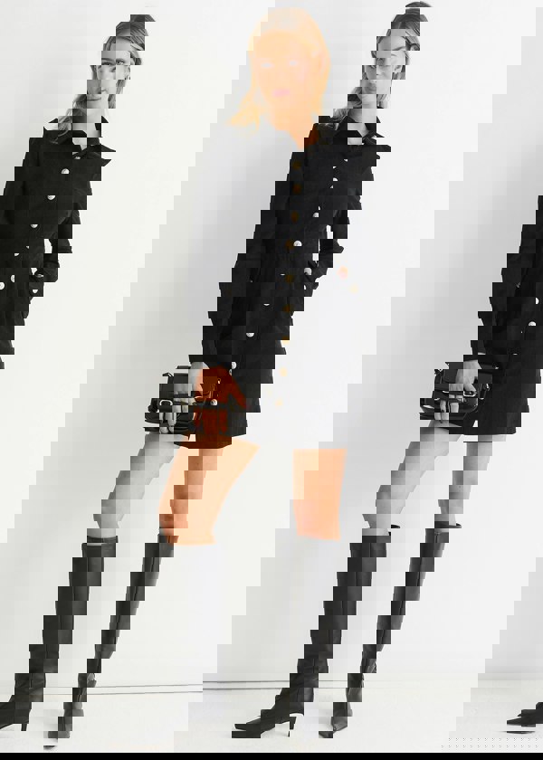 Gini London Black Corduroy Mini Shirt Dress