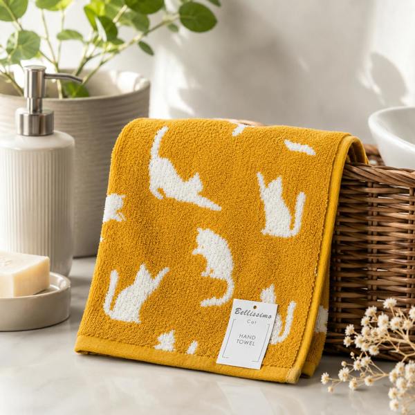 Bellissimo Home Cat 2 Pack Hand Towel | Yellow and Blue Available