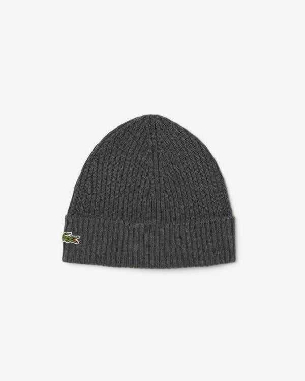 Lacoste Mens Ribbed Beanie - Pitch Chine 050 | CHO | Designer Mens Beanies