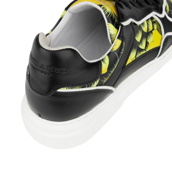 Embassy London Ecstatic - Yellow Flowers - Men's Leather low top white sole Italian leather trainer