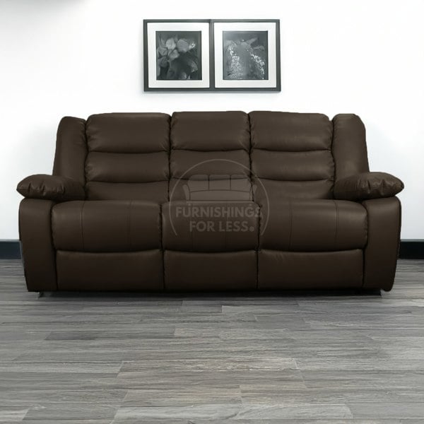 Furnishings For Less Venice Leather Reclining 3 Seater Sofa