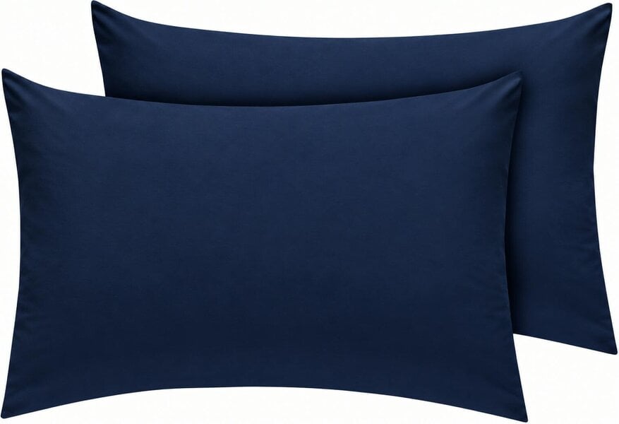 Night Zone Microfibre Pillowcases Pair – Soft Touch Hypoallergenic Easy Care Bed Linen - Navy