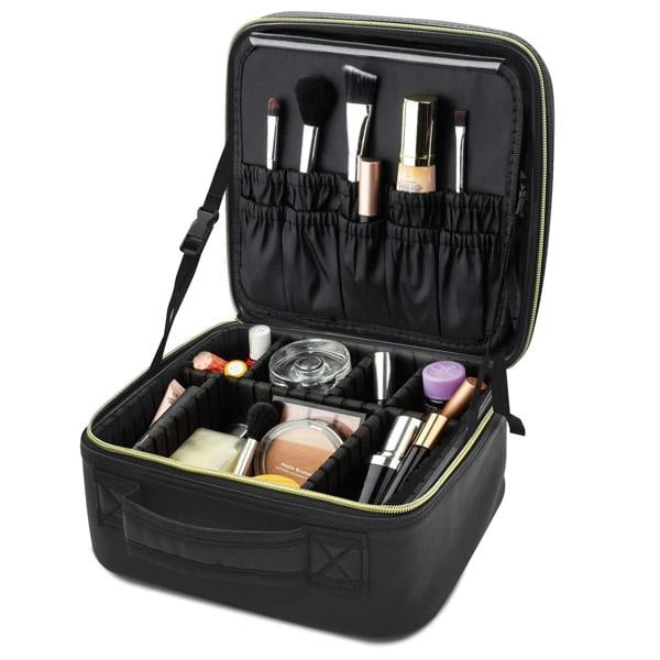 Gr8 Home Black Makeup Vanity Travel Case with LED Mirror Cosmetic Storage Box Bag Beauty Organiser