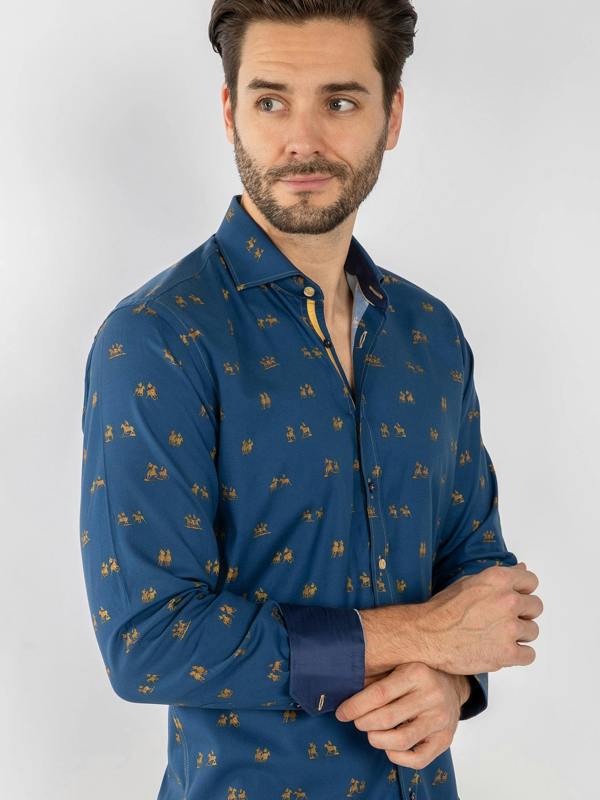THE POLO PLAYER TENCEL PRINT SHIRT - Claudio Lugli Shirts