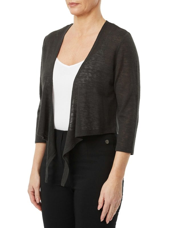 PennyPlain Shrug Tie Front - Charcoal