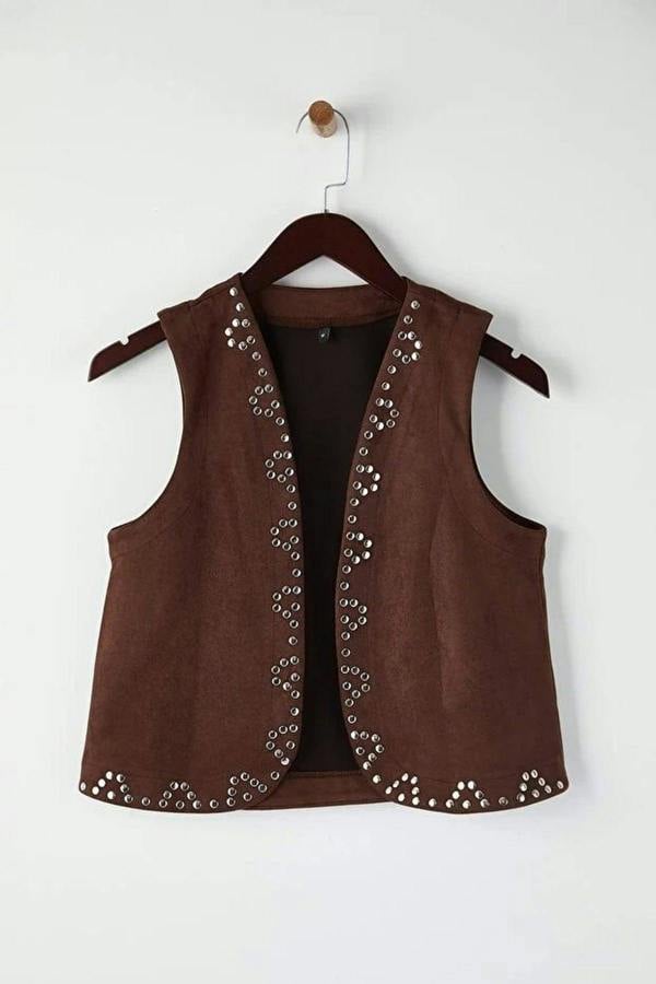 WOVCOR Knit Suede Vest with Troc Detail