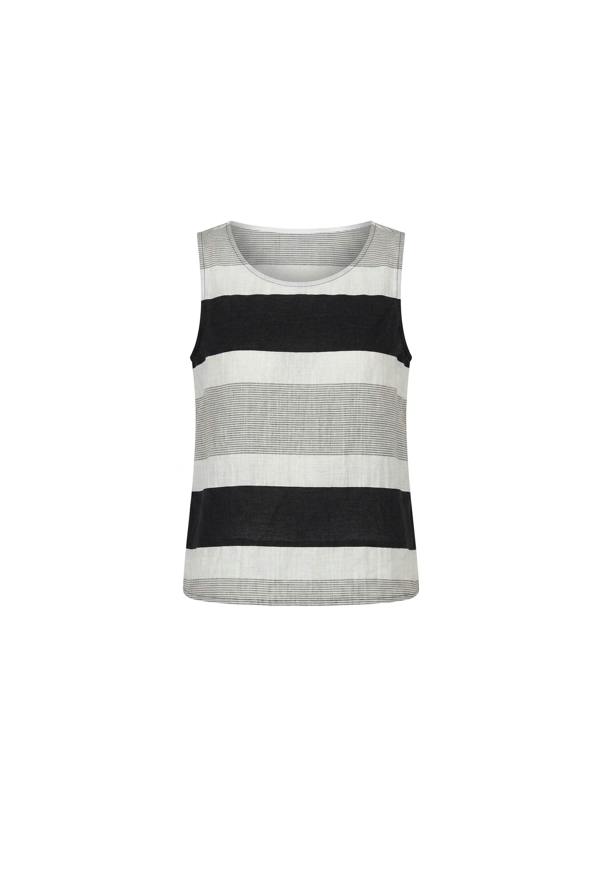 James Lakeland Striped Linen Blend Sleeveless Button-Back Top