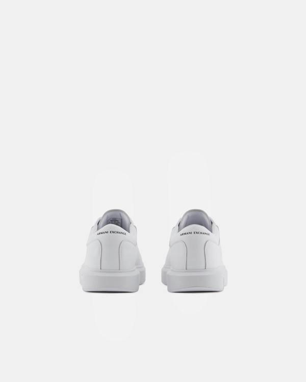 Armani Exchange Mens Leather Sneakers - Optical White 00152 - CHO - Designer Mens Trainers