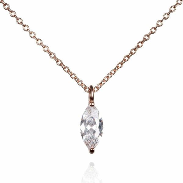 Rose Gold Pendant Necklace for Women with a Marquise Cut Stone - namana.london