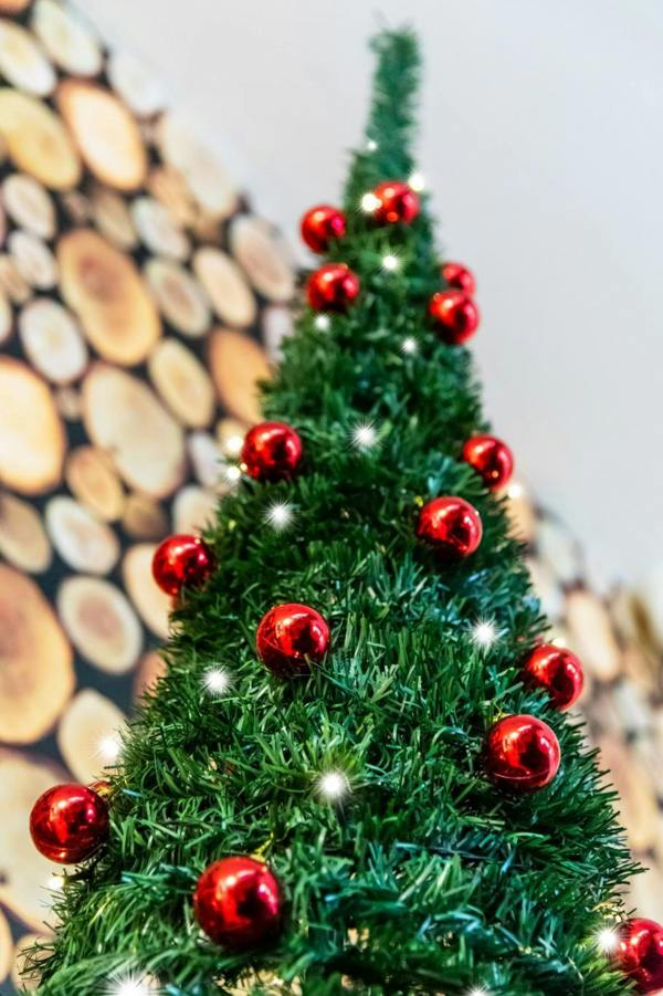 4ft to 6ft Pre-Lit Pop Up Christmas Trees with Warm White LED Lights and Red Baubles image 4