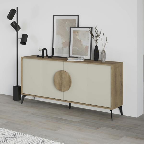 Decortie Gora Particleboard 4 Door Sideboard with Metal Legs (W) 180cm