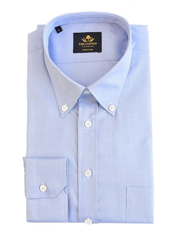 Smart-casual light blue shirt in Thomas Mason® Royal Oxford fabric