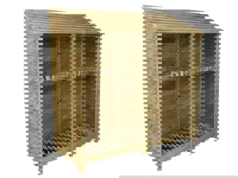 Arbor Garden Solutions Wooden Log Store with Shelf W-187cm, H-126cm or 180cm, D-88cm