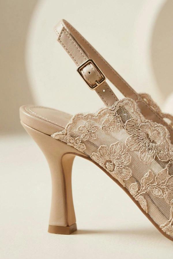 ikrush Odette Floral Lace Pointed Toe Heels