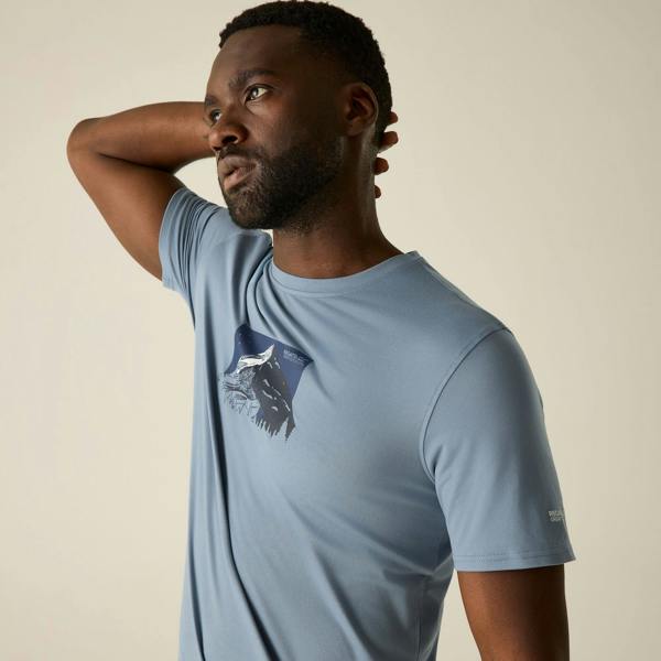 Regatta Mens Fingal Mountain Range T-Shirt - Dusky Blue - 